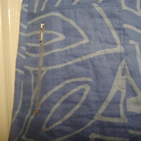 Lafayette 148 New York Blue Geometric 100% Linen Sleeveless Beachy Resort Dress - Picture 6 of 10